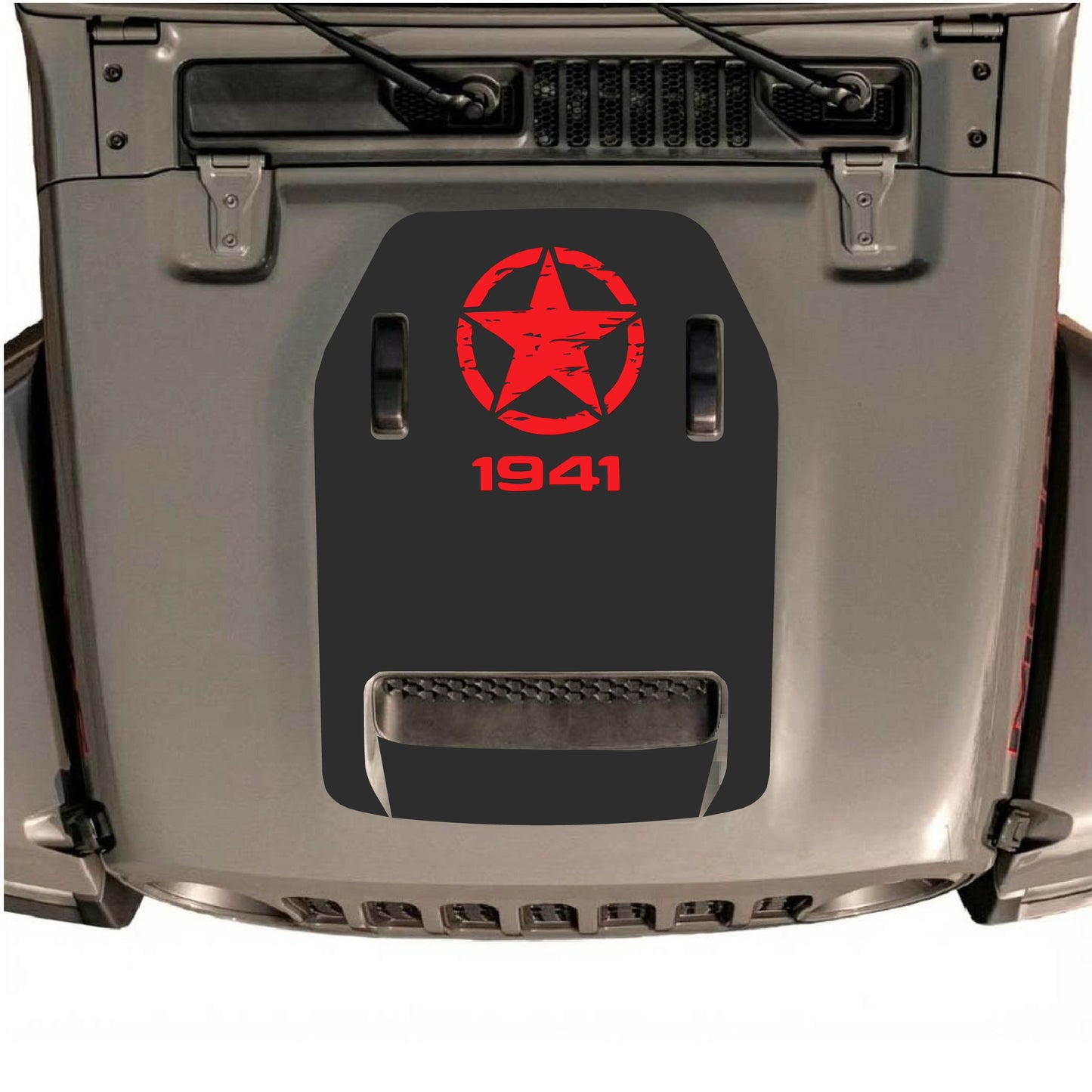 Hood Panel Decal/Sticker - 1941 Top Star Graphic Decal Graphic Kit - For Jeep JL JLU 392 2018 - Premium Vinyl