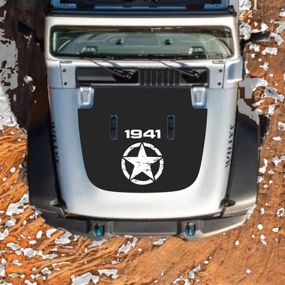 Hood Panel Decal/Sticker - Full Star 1941 Graphic Decal Graphic Kit - For Jeep JL JLU Sahara 2018-2025 - Premium Vinyl