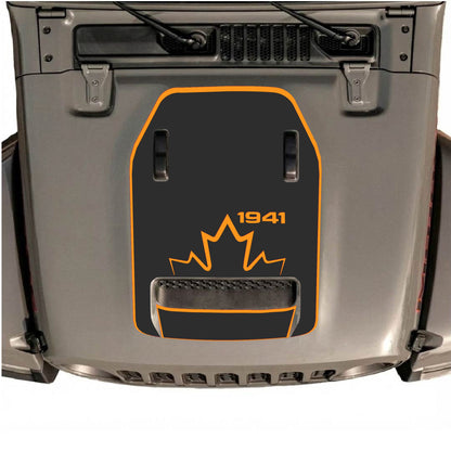 Hood Panel Decal/Sticker - 1941 Canada with Border Graphic Decal Graphic Kit - For Jeep JL JLU 392 2018 - Premium Vinyl