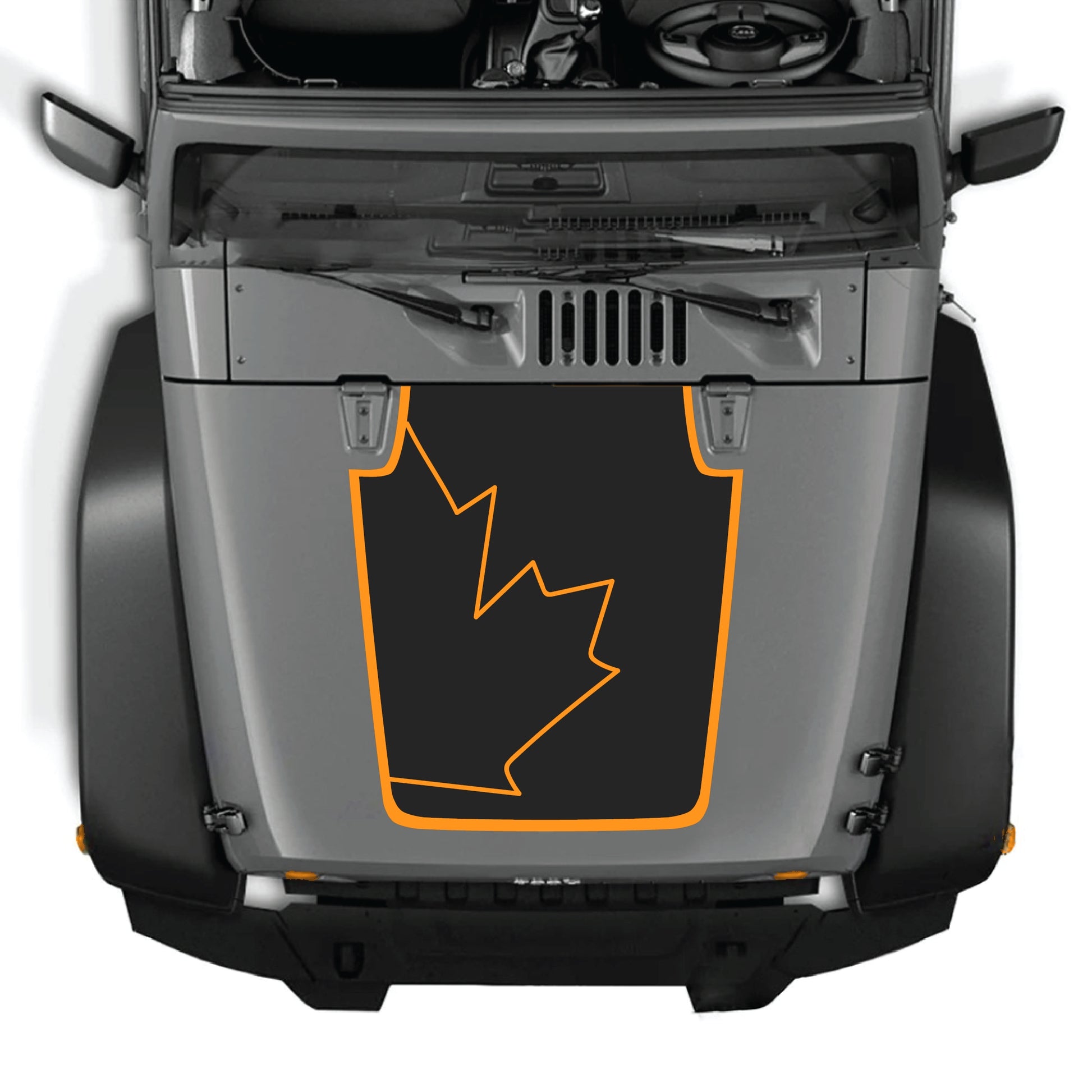 Canada full leaf hood decal with border, vinyl graphic kit for Jeep Wrangler JK JKU 2007-2018 by CarCode