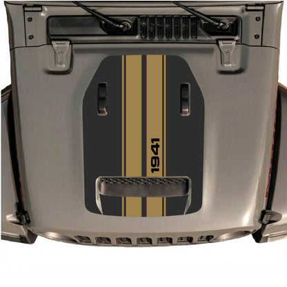 Hood Panel Decal/Sticker - 1941 Stripes Graphic Decal Graphic Kit - For Jeep JL JLU 392 2018 - Premium Vinyl