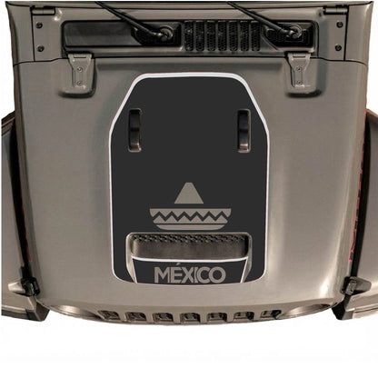 Hood Panel Decal/Sticker - Mexico Style with Border Graphic Decal Graphic Kit - For Jeep JL JLU 392 2018 - Premium Vinyl