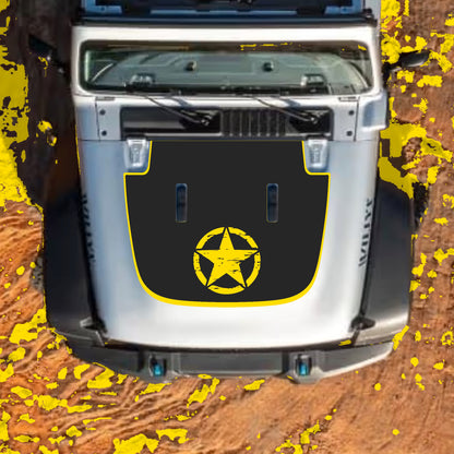 Hood Panel Decal/Sticker - Full Star with Border Graphic Decal Graphic Kit - For Jeep JL JLU Sahara 2018-2025 - Premium Vinyl