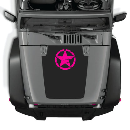Jeep Wrangler JK hood decal featuring a top star graphic in premium vinyl by CarCode, designed for 2007-2018 models.