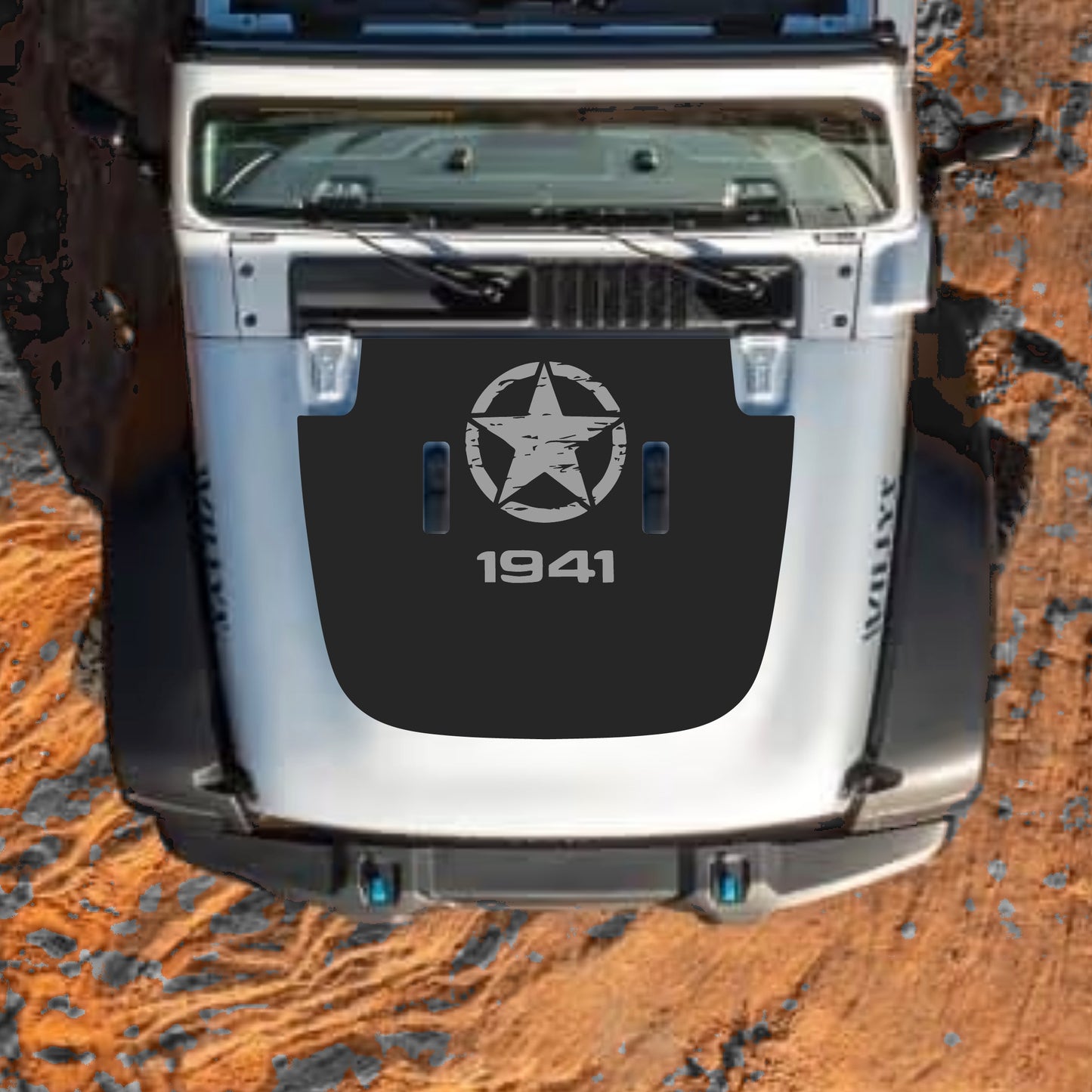 Hood Panel Decal/Sticker - Top Star 1941 Graphic Decal Graphic Kit - For Jeep JL JLU Sahara 2018-2025 - Premium Vinyl