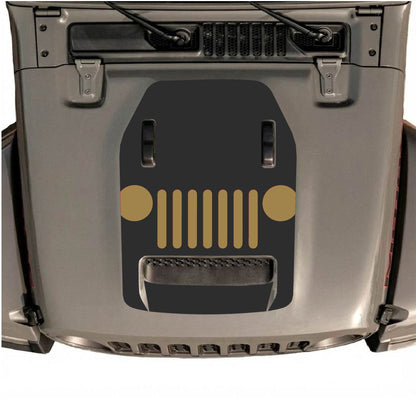 Hood Panel Decal/Sticker - Full Center Grill Graphic Decal Graphic Kit - For Jeep JL JLU 392 2018 - Premium Vinyl