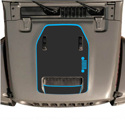 Hood Panel Decal/Sticker - Right Side Grill with Border Graphic Decal Graphic Kit - For Jeep JL JLU 392 2018 - Premium Vinyl