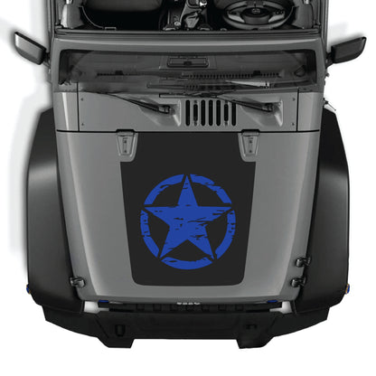 Full star hood decal graphic kit for Jeep Wrangler JK and JKU, made of premium vinyl by CarCode.