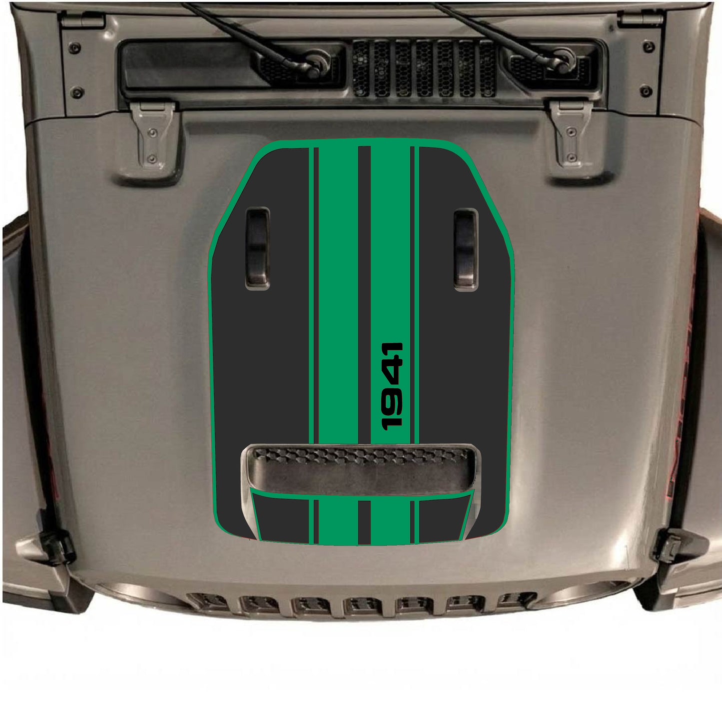 Hood Panel Decal/Sticker - 1941 Stripes with Border Graphic Decal Graphic Kit - For Jeep JL JLU 392 2018 - Premium Vinyl