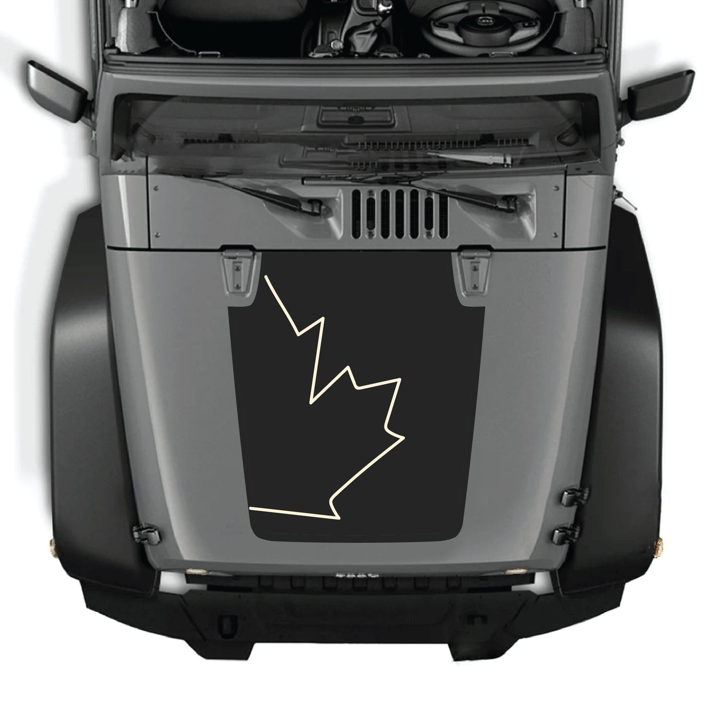 Canada full leaf hood decal sticker for Jeep Wrangler JK JKU 2007-2018, made of premium vinyl by CarCode.