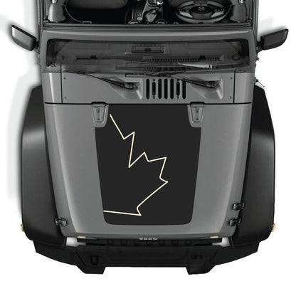 Canada full leaf hood decal sticker for Jeep Wrangler JK JKU 2007-2018, made of premium vinyl by CarCode.