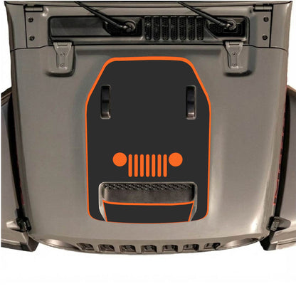 Hood Panel Decal/Sticker - Center Grill with Border Graphic Decal Graphic Kit - For Jeep JL JLU 392 2018 - Premium Vinyl