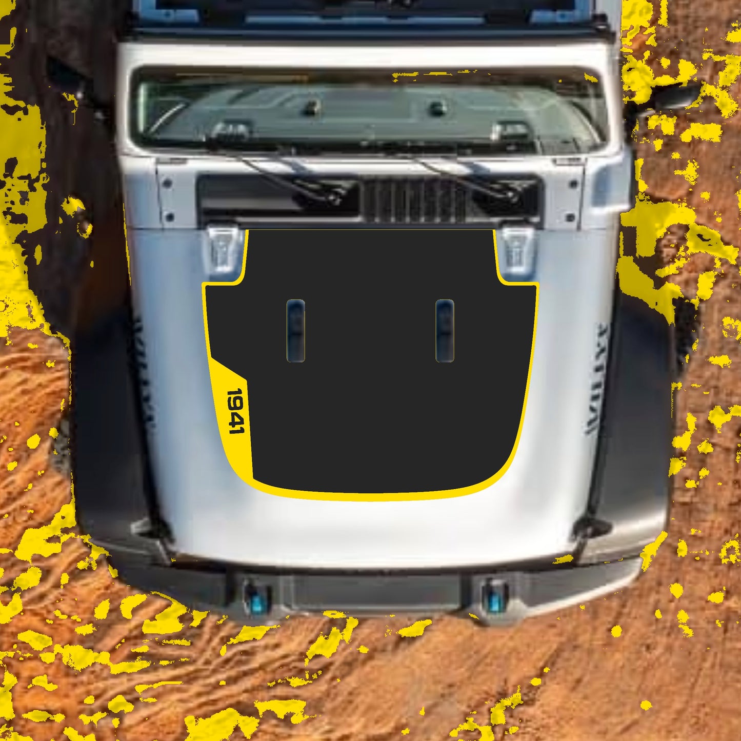 Hood Panel Decal/Sticker - Left Side 1941 with Border Graphic Decal Graphic Kit - For Jeep JL JLU Sahara 2018-2025 - Premium Vinyl