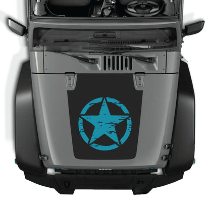Full star Jeep Wrangler JK hood decal graphic kit by CarCode, made of premium vinyl for 2007-2018 models.