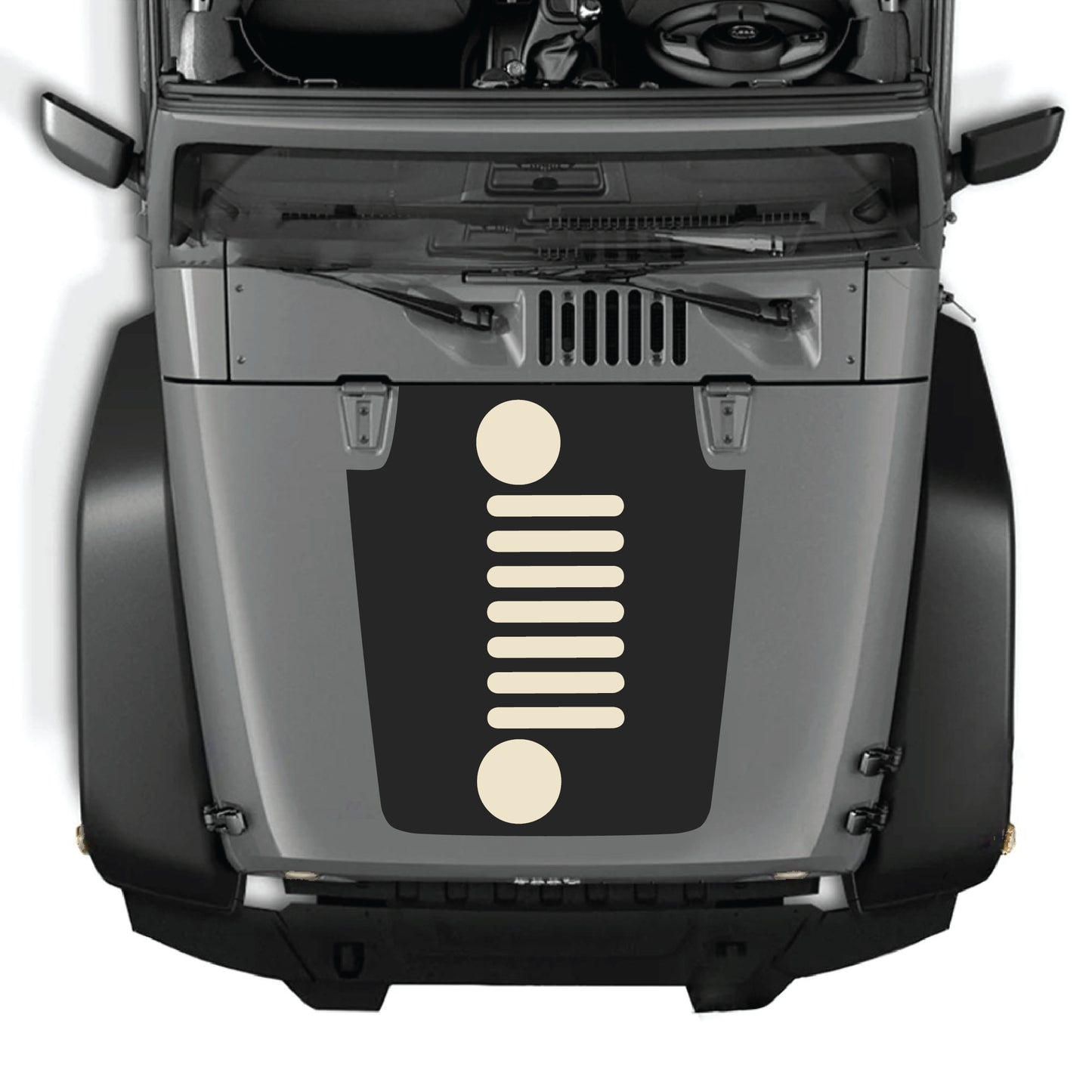 Vertical Jeep Wrangler JK JKU hood decal graphic kit by CarCode, featuring premium vinyl decal with bold design on the hood.