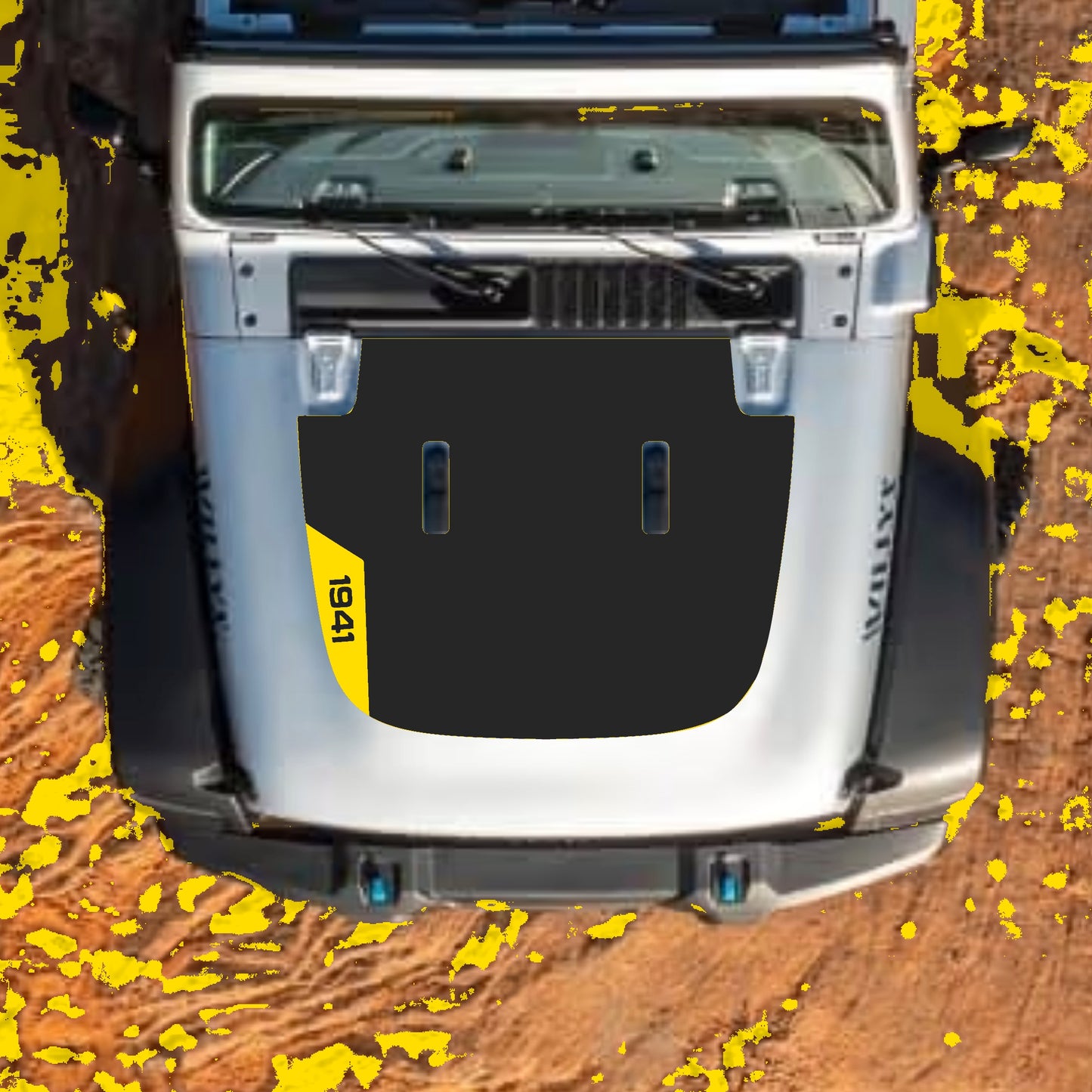 Hood Panel Decal/Sticker - Left Side 1941 Graphic Decal Graphic Kit - For Jeep JL JLU Sahara 2018-2025 - Premium Vinyl