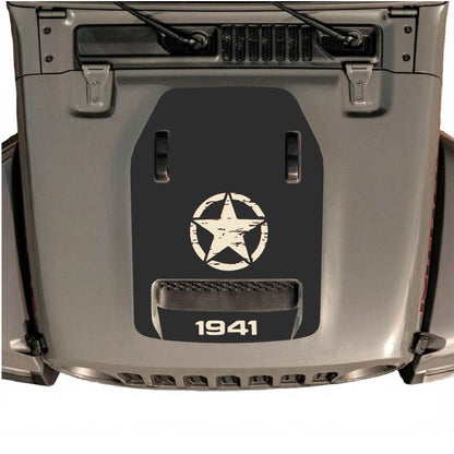 Hood Panel Decal/Sticker - 1941 Center Star Graphic Decal Graphic Kit - For Jeep JL JLU 392 2018 - Premium Vinyl
