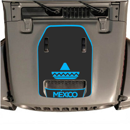 Hood Panel Decal/Sticker - Mexico Style with Border Graphic Decal Graphic Kit - For Jeep JL JLU 392 2018 - Premium Vinyl