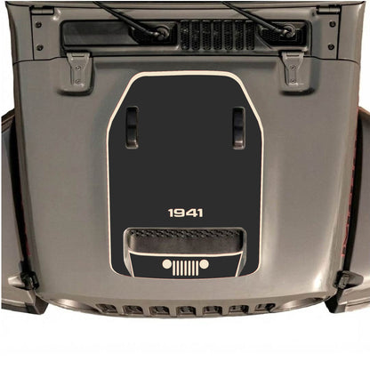 Hood Panel Decal/Sticker - 1941 Bottom Grill with Border Graphic Decal Graphic Kit - For Jeep JL JLU 392 2018 - Premium Vinyl