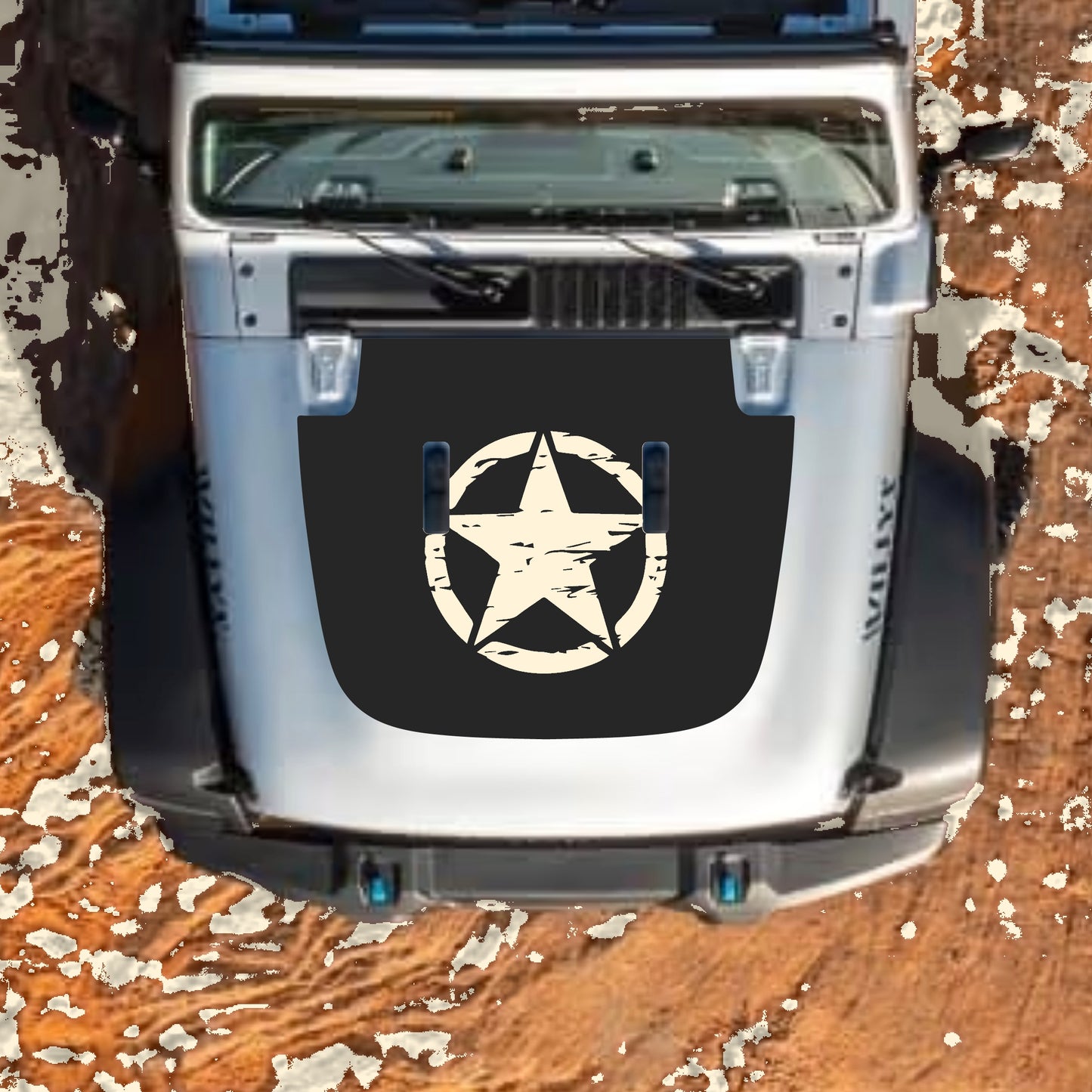 Hood Panel Decal/Sticker - Center Star Graphic Decal Graphic Kit - For Jeep JL JLU Sahara 2018-2025 - Premium Vinyl