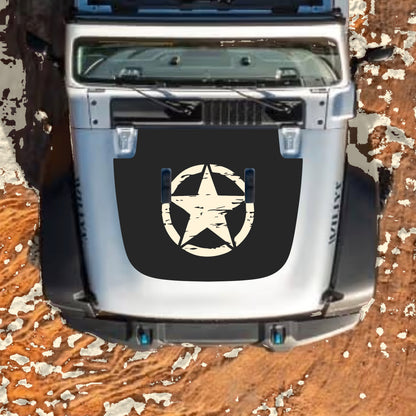 Hood Panel Decal/Sticker - Center Star Graphic Decal Graphic Kit - For Jeep JL JLU Sahara 2018-2025 - Premium Vinyl