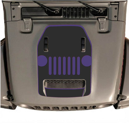 Hood Panel Decal/Sticker - Full Center Grill with Border Graphic Decal Graphic Kit - For Jeep JL JLU 392 2018 - Premium Vinyl