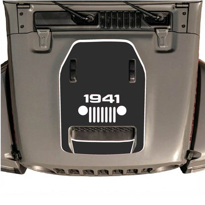 Hood Panel Decal/Sticker - 1941 Center Grill with Border Graphic Decal Graphic Kit - For Jeep JL JLU 392 2018 - Premium Vinyl