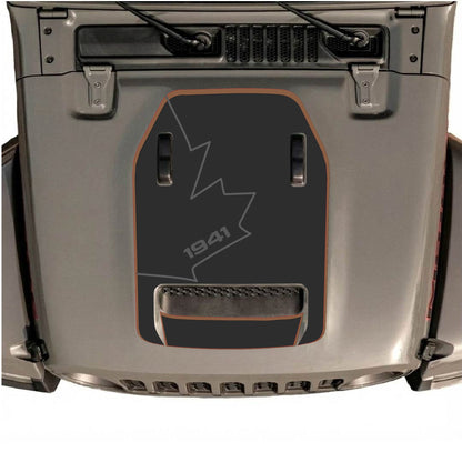 Hood Panel Decal/Sticker - 1941 Canada Full Leaf with Border Graphic Decal Graphic Kit - For Jeep JL JLU 392 2018 - Premium Vinyl