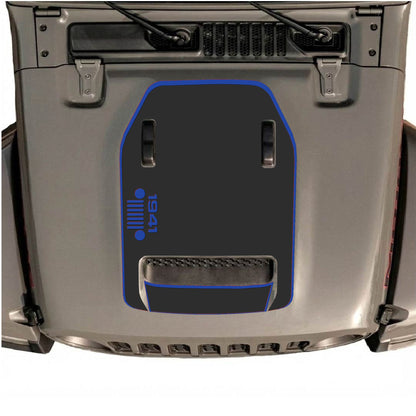 Hood Panel Decal/Sticker - 1941 Left Side Grill with Border Graphic Decal Graphic Kit - For Jeep JL JLU 392 2018 - Premium Vinyl