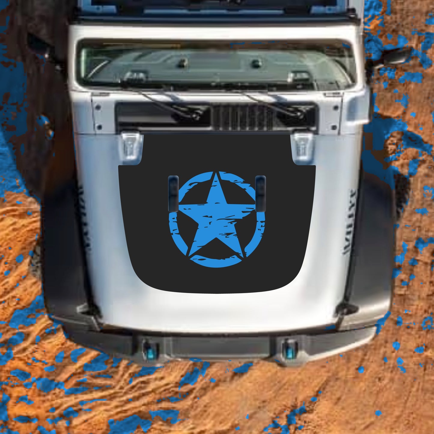 Hood Panel Decal/Sticker - Center Star Graphic Decal Graphic Kit - For Jeep JL JLU Sahara 2018-2025 - Premium Vinyl