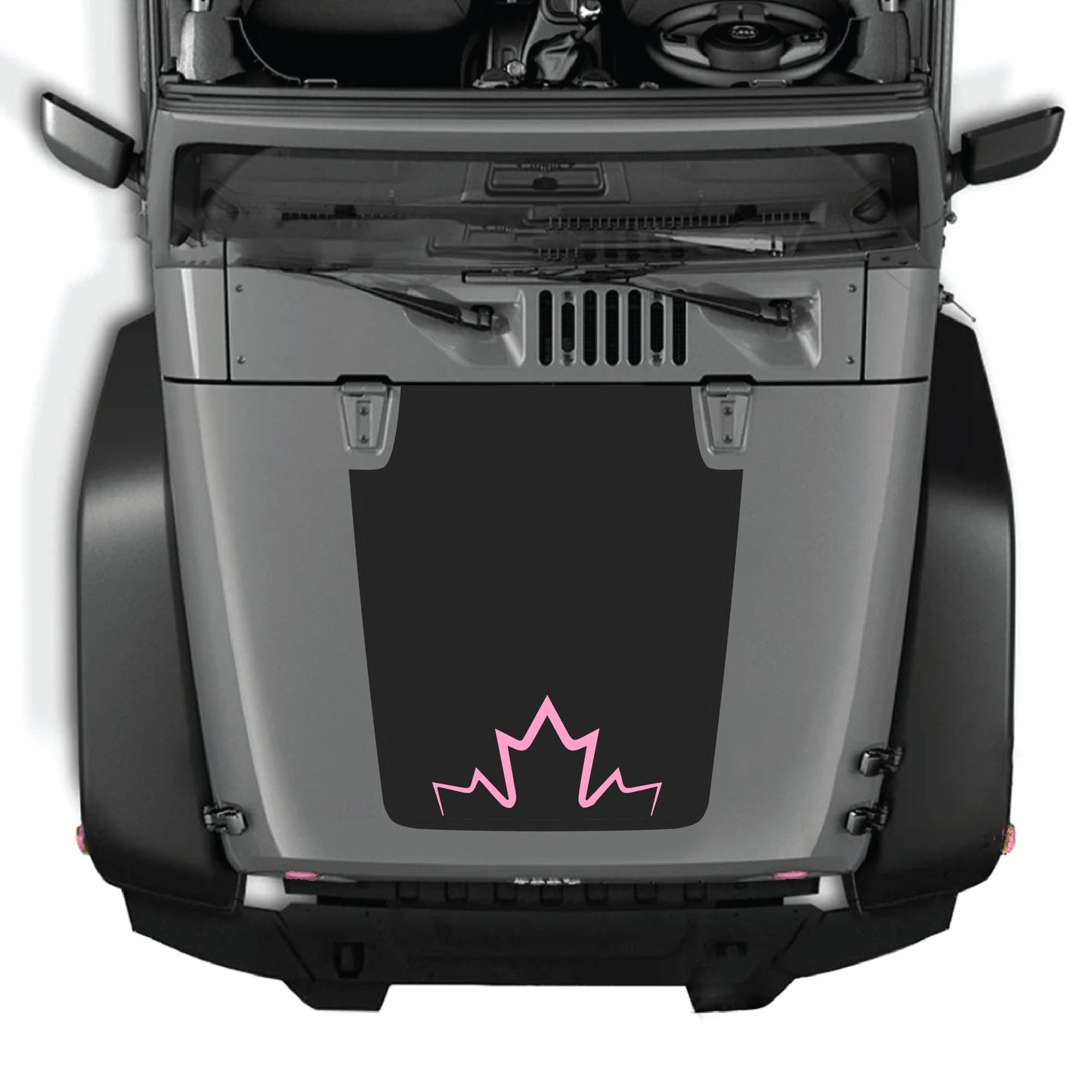 CarCode Canada hood decal sticker on Jeep Wrangler JK JKU 2007-2018, premium vinyl graphic kit on vehicle hood.
