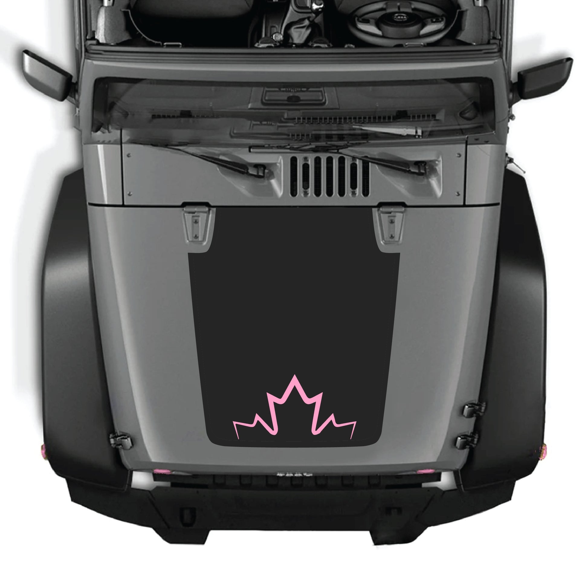 CarCode Canada hood decal sticker on Jeep Wrangler JK JKU 2007-2018, premium vinyl graphic kit on vehicle hood.