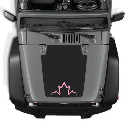 CarCode Canada hood decal sticker on Jeep Wrangler JK JKU 2007-2018, premium vinyl graphic kit on vehicle hood.