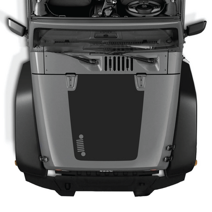 CarCode Jeep JK/JKU hood decal sticker in black premium vinyl, featuring bold hood style design for 2007-2018 Jeep models.