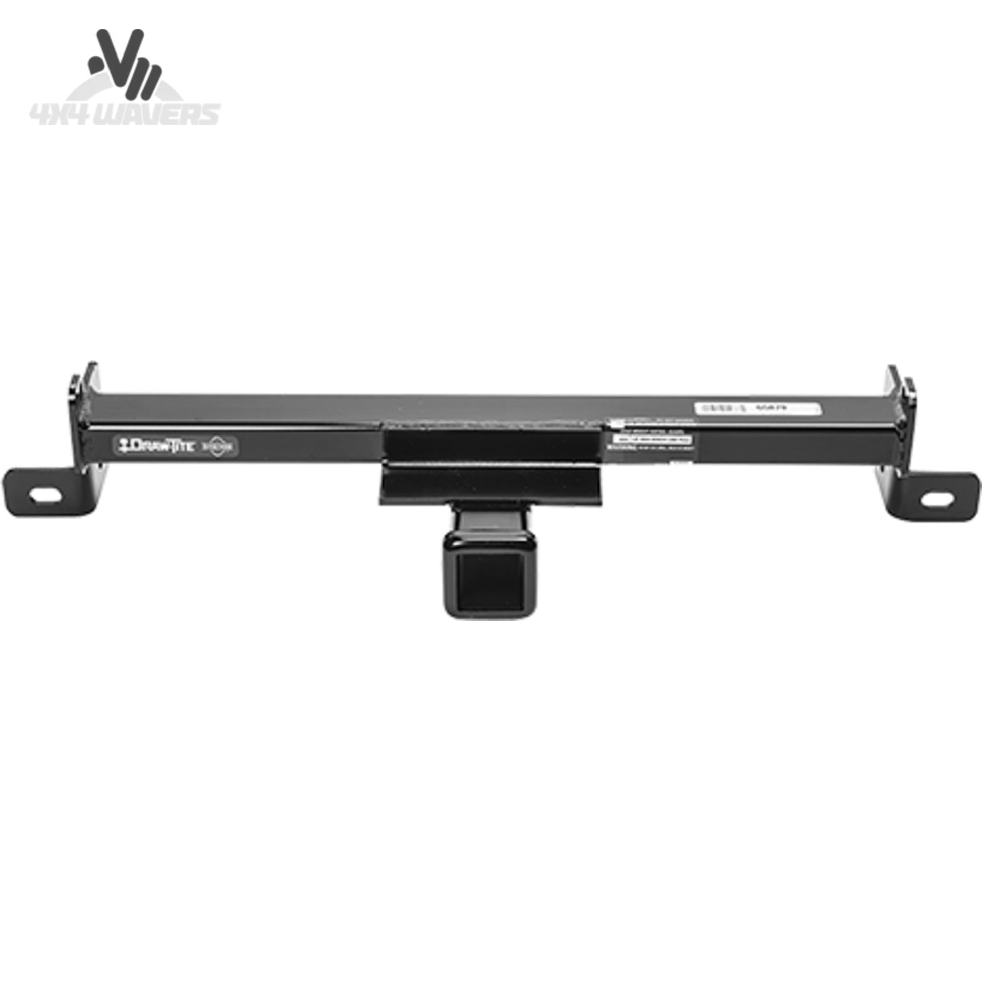 Close-up del enganche receptor delantero Draw-Tite de 2 pulgadas en un Jeep Wrangler JL y Gladiator 2018-2024 para remolque de tráiler.