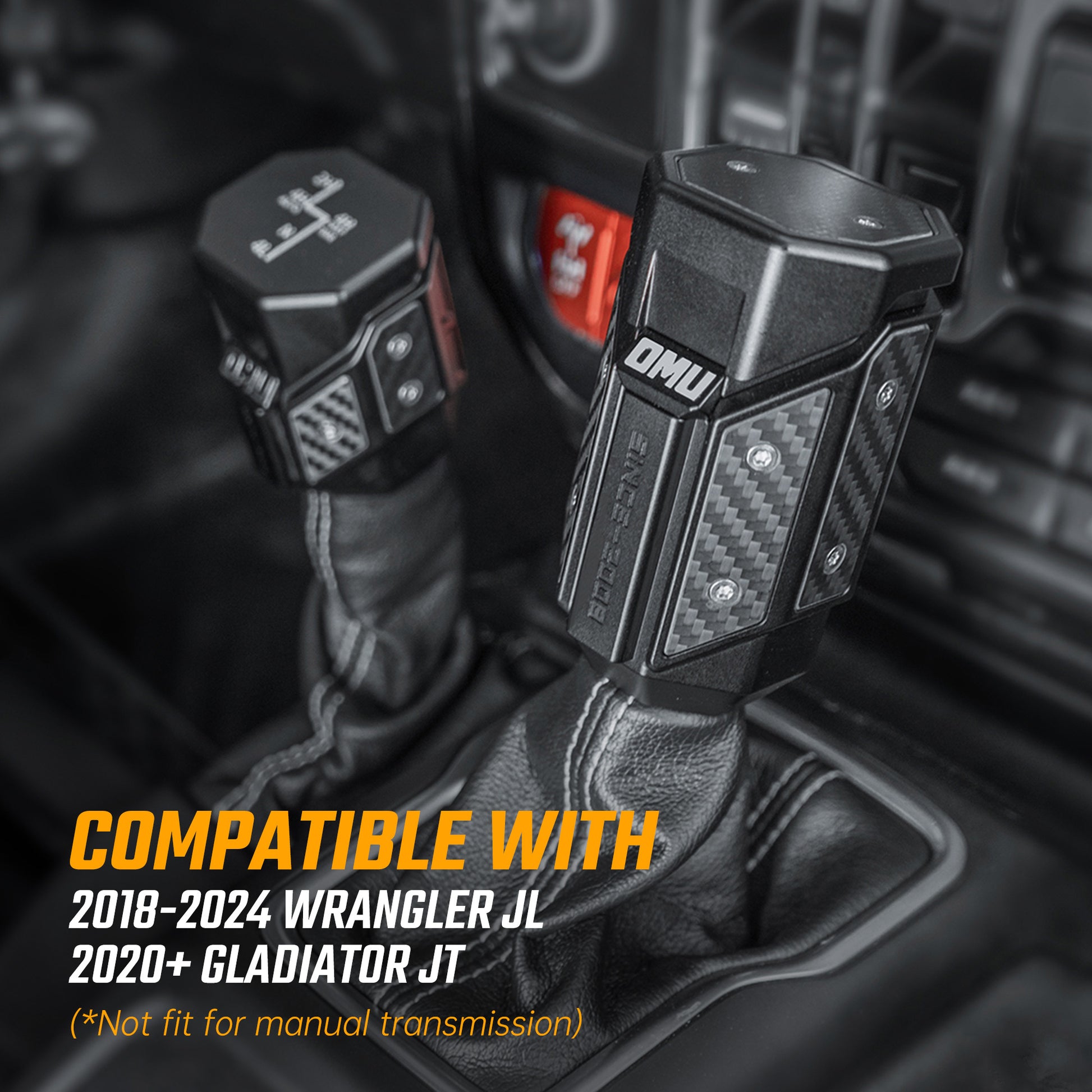 OMU Genesis Series Aluminum Alloy Gear Shif-t Knob  Automatic Transmission Shifter & Transfer Case Lever Handle Kit - Jeep Wrangler JL/JLU/4XE/Gladiator-JT 2018+ - 4X4 WAVERS