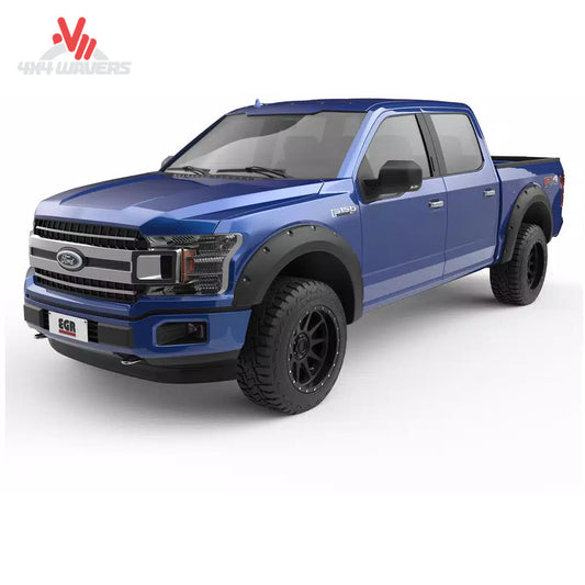EGR bolt-style matte fender flares installed on a 2018-2020 Ford F-150 truck, adding rugged protection and style.