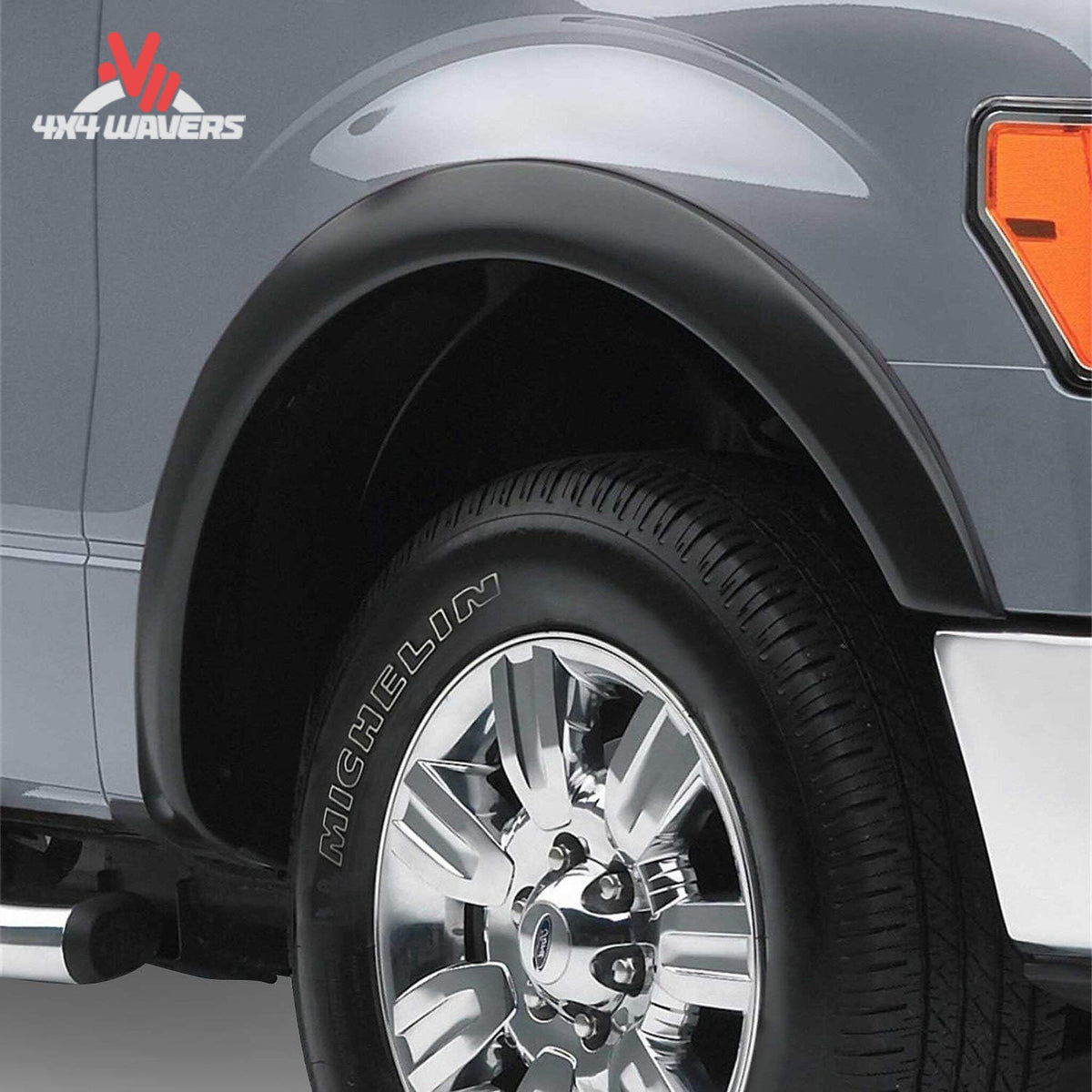 EGR OEM matte black fender flares for 2018-2020 Ford F-150, made of durable ABS material with detailed close-up view