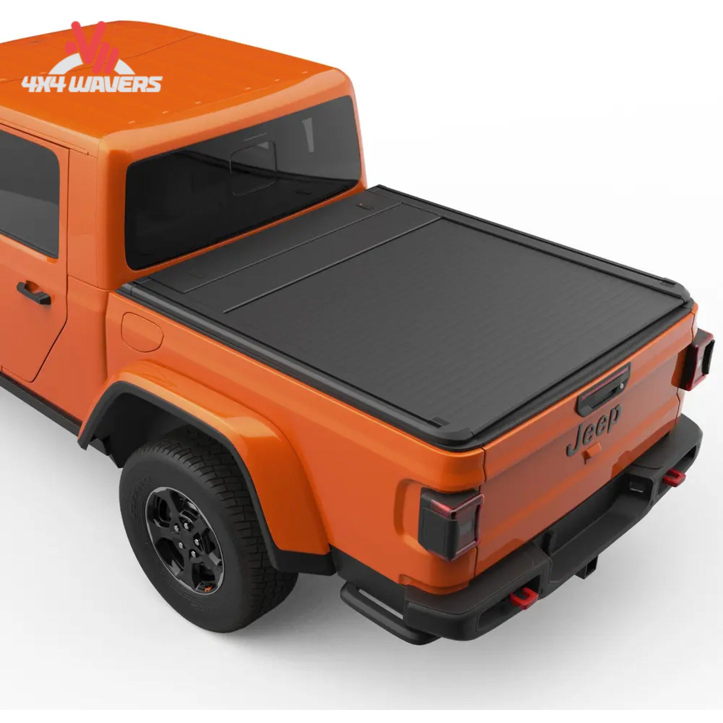 EGR RollTrac electric tonneau cover installed on a 2020-2026 Jeep Gladiator JT with 5-foot bed, showing the sleek cover in place