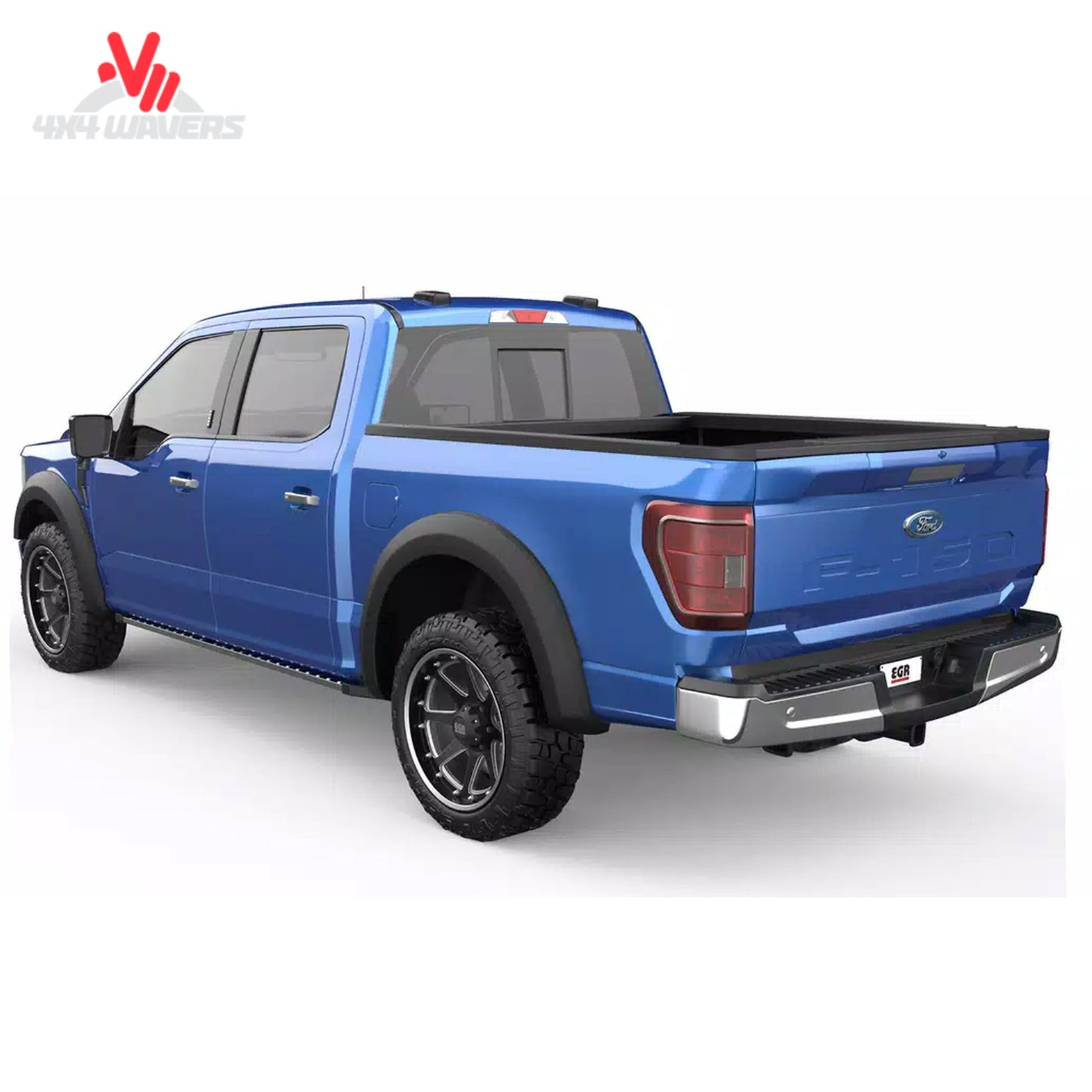 EGR Rugged Matte Fender Flares installed on a 2021-2026 Ford F-150, showing durable, textured design for enhanced truck protection.