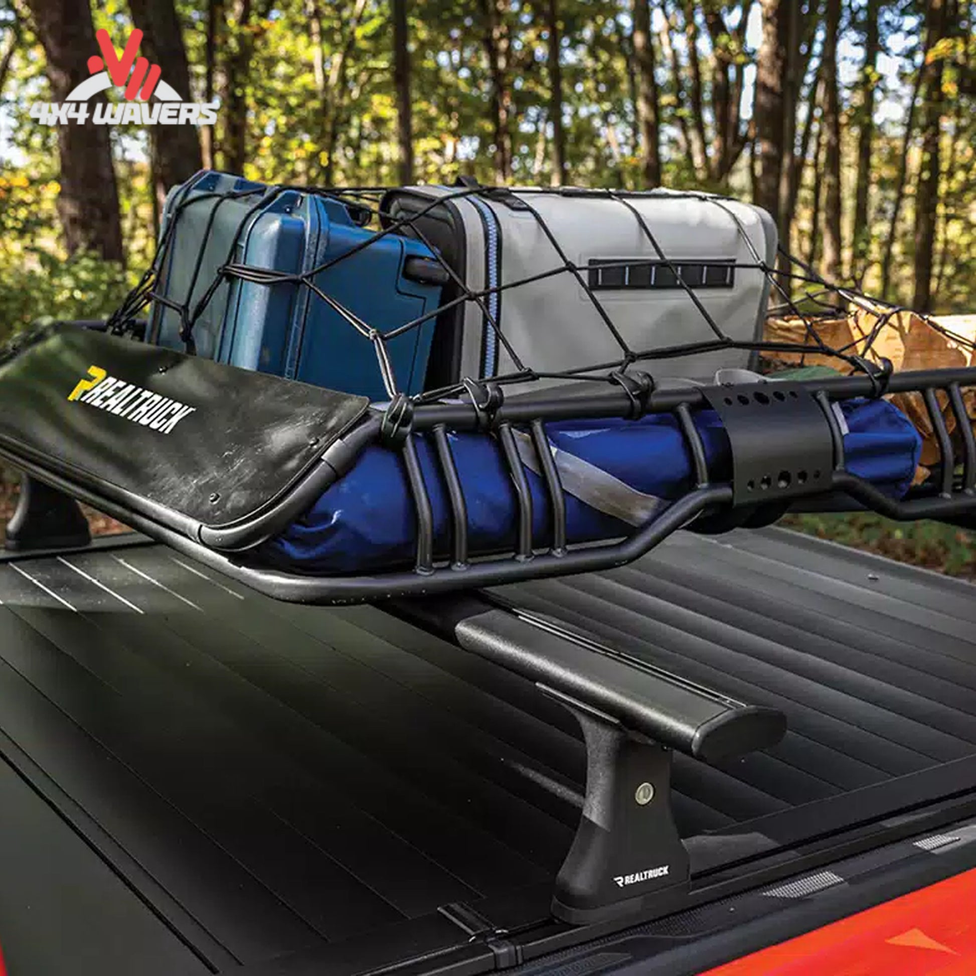 Side view showing the integrated wind deflector and deep basket design of the Elevate cargo carrier