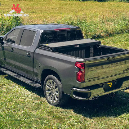 Extang Solid Fold ALX tonneau cover folded open on a 2015-2020 Ford F-150 with 5.5ft bed, showing its sleek, durable design.