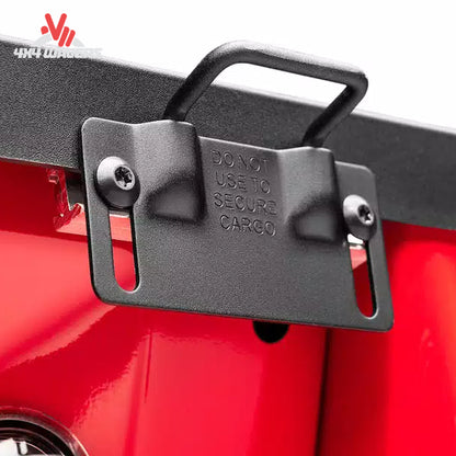 Close-up of Extang Solid Fold ALX tonneau cover with Jaw Grip clamps on a 2015-2020 Ford F-150 5.5ft bed.