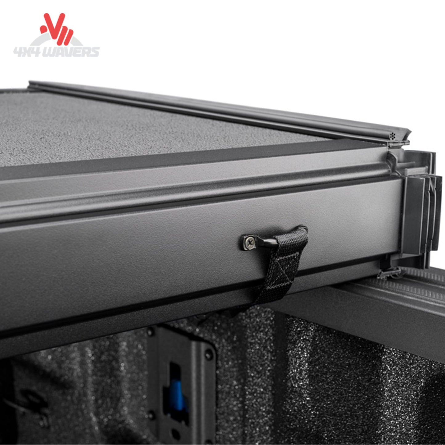 Extang Solid Fold ALX Tonneau Cover with rotary release latch on a 2015-2020 Ford F-150 6.5ft bed, showing latch detail.