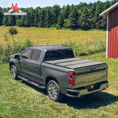 Extang Solid Fold ALX tonneau cover on a 2015-2020 Ford F-150 with 5.5ft bed, showing the closed, sleek truck bed cover.