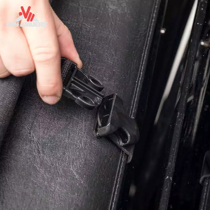 Close-up of Extang Trifecta 2.0 Tonneau Cover hinge and EZ Lock clamp for 2009-2014 Ford F-150 with 5.5ft bed.