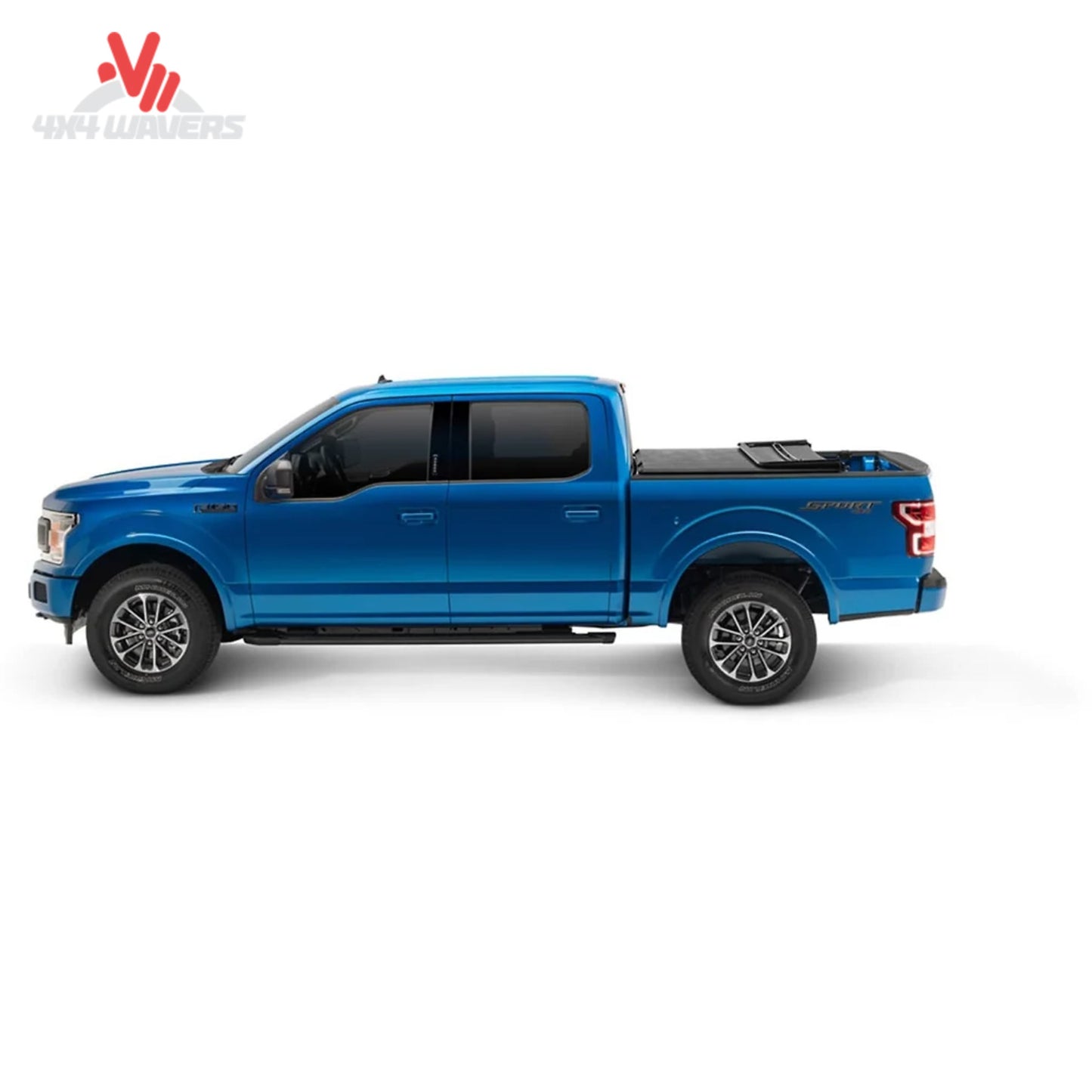 Extang Trifecta ALX tonneau cover folded open on a 2015-2020 Ford F-150 with 5.5ft bed, showing its sleek, foldable design.