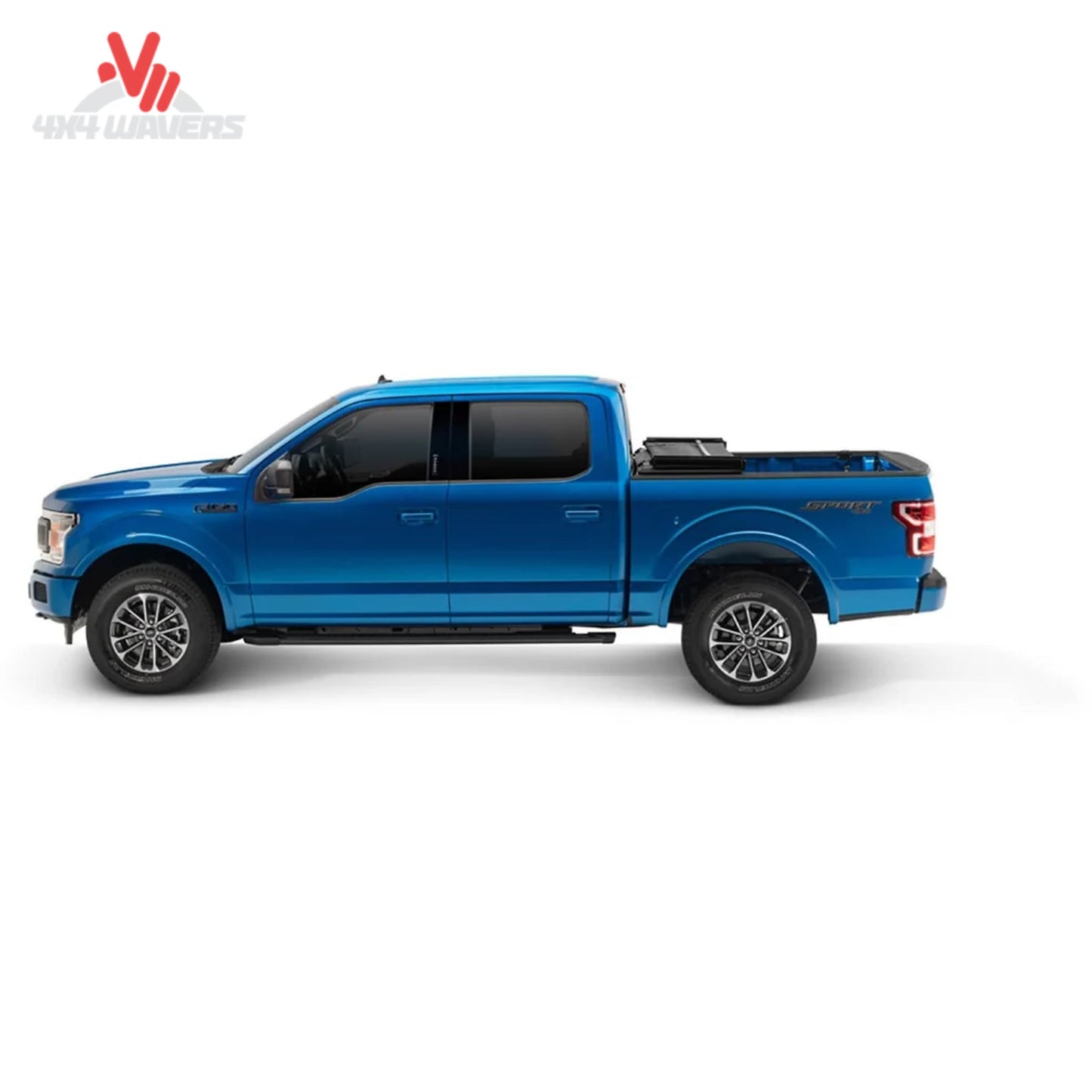 Extang Trifecta ALX tonneau cover folded open on a 2015-2020 Ford F-150 with 5.5ft bed, showcasing its bed access design.