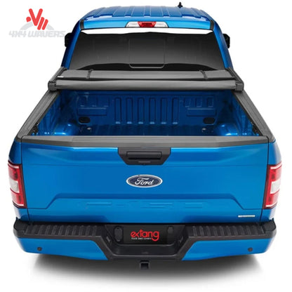 Extang Trifecta ALX Tonneau Cover folded open on a 2015-2020 Ford F-150 with a 5.5ft bed, showing bed access and cover details.