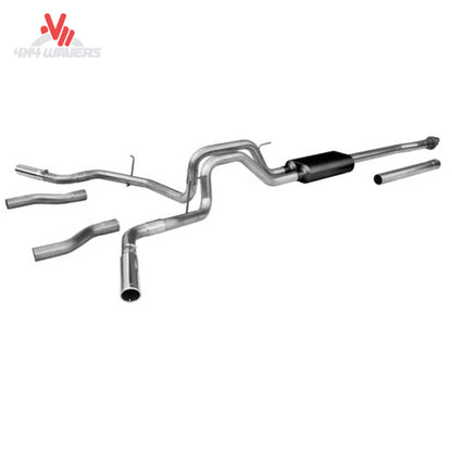 Flowmaster Force II Cat-Back Exhaust System with polished stainless steel exhaust tips for 2009-2014 Ford F-150 4.6L, 5.0L, and 5.4L.